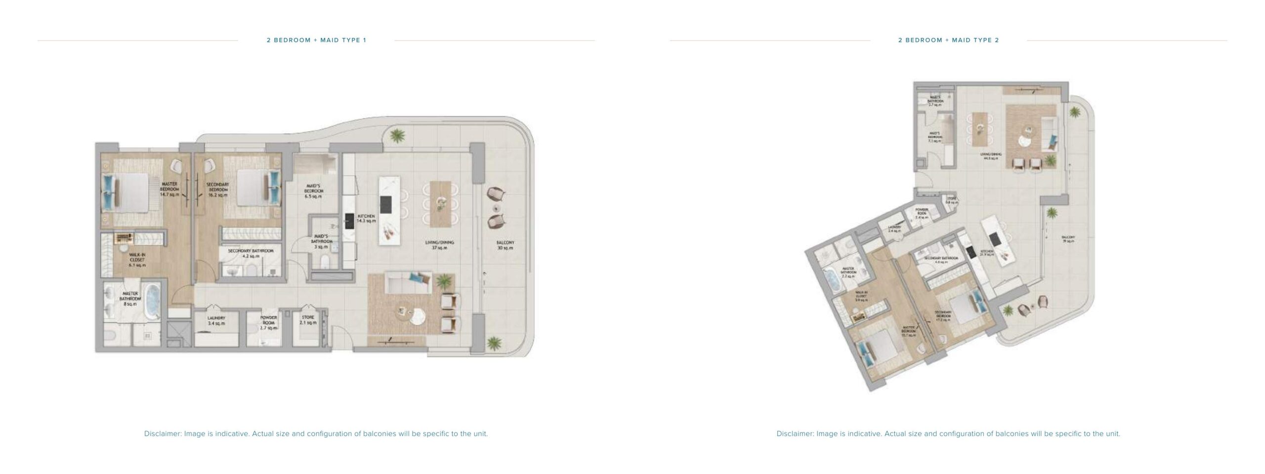 Fahid Beach Terraces 2 bedroom plus maid floor plan