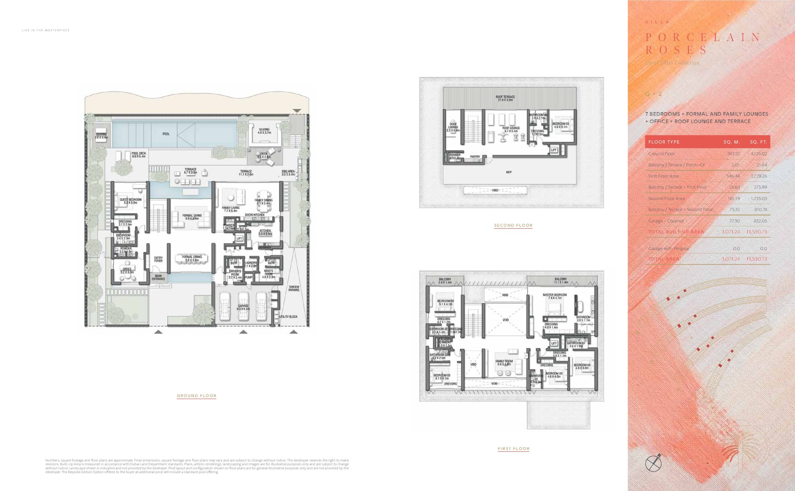 Palm Jebel Ali Porcelain Roses villa floor plan