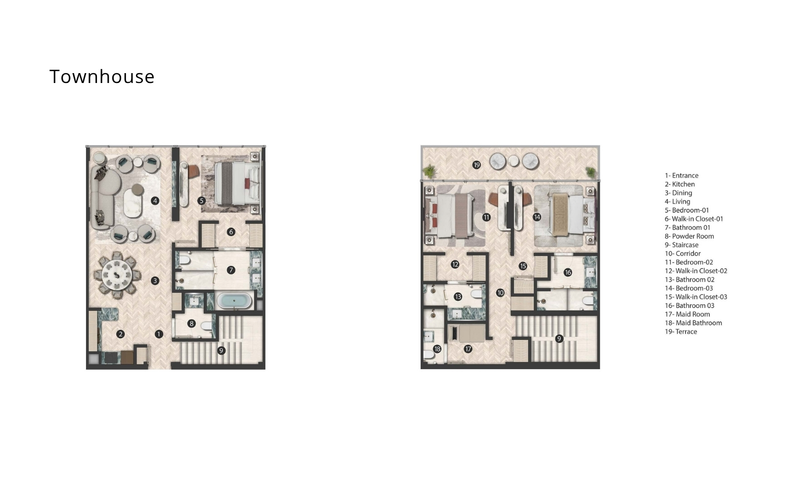 Hilton Residences Al Raha 1 bedroom floor plan