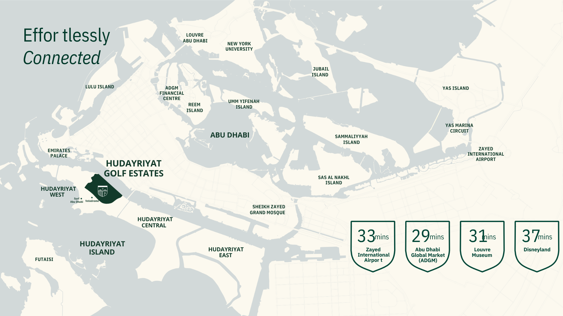 Hudayriyat Golf Estates location map Abu Dhabi