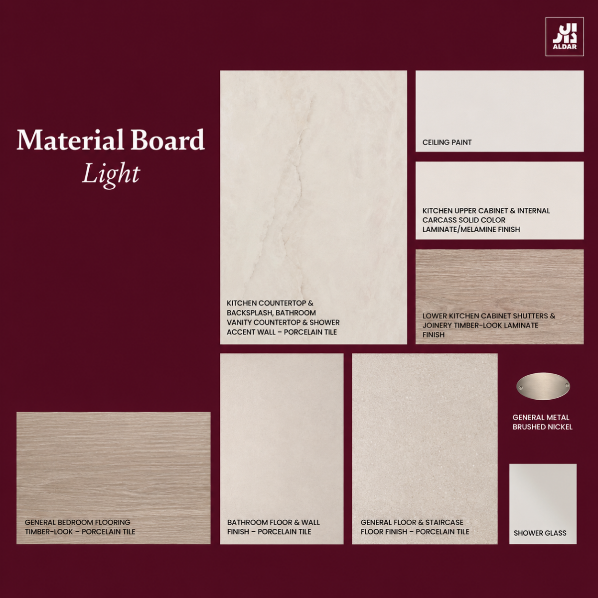 The Orchids light interior material palette