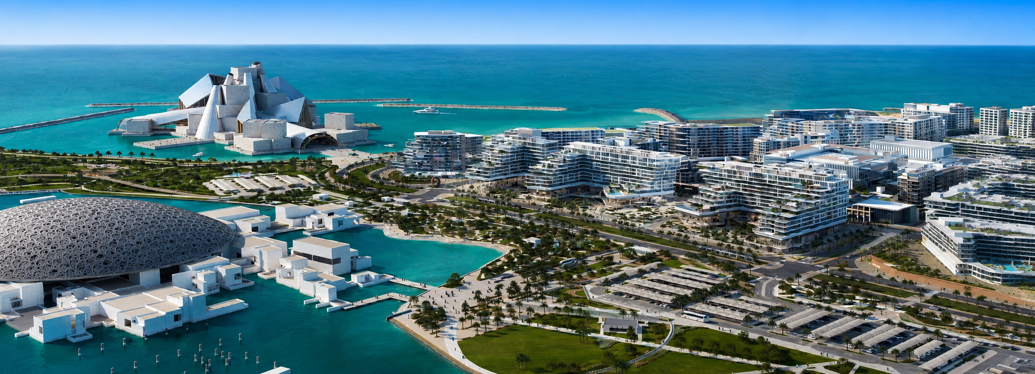 Saadiyat Island waterfront homes and coastal landscape